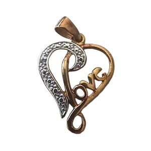 Womens Heart Pendant 14K 925 RSE Two Tone Mark Love Jewelry Gold Silver